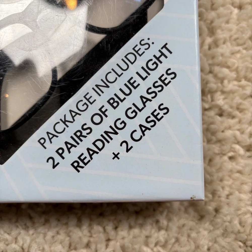 Member's Mark‎ 2 Pairs Blue Light Reading Glasses +250 Strength 2 Cases
